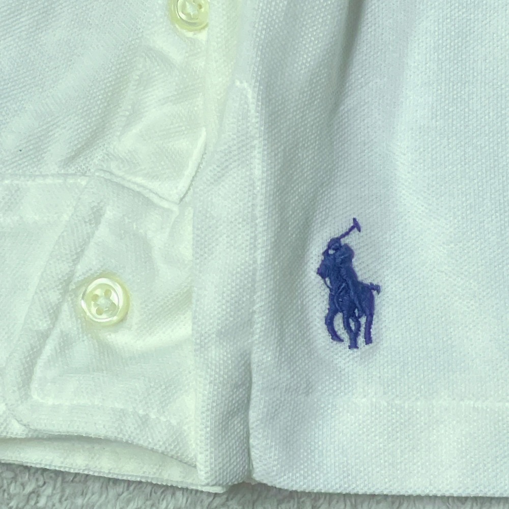 Polo Ralph Lauren Featherweight Mesh Long Sleeve Polo Shirt White Mens Medium - Picture 2 of 6